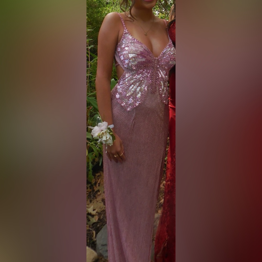 Sherri Hill Pink Sequin Embellished Prom Gown